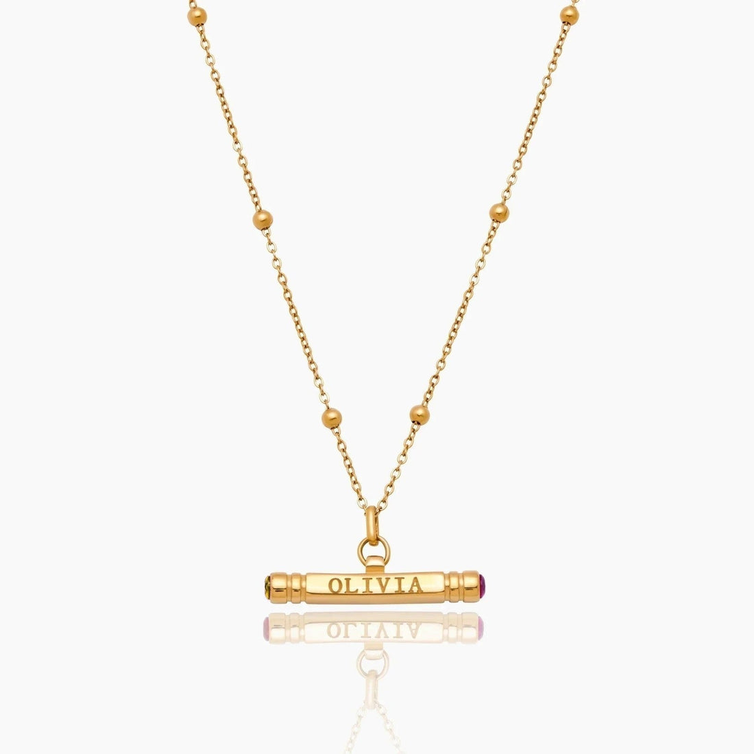 Personalized T-Bar Necklace with Name and Birthstone