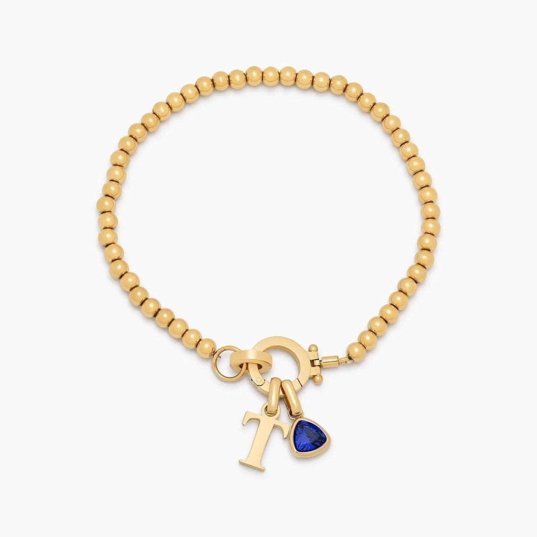 Charm Bracelet with Birthstone and Initial