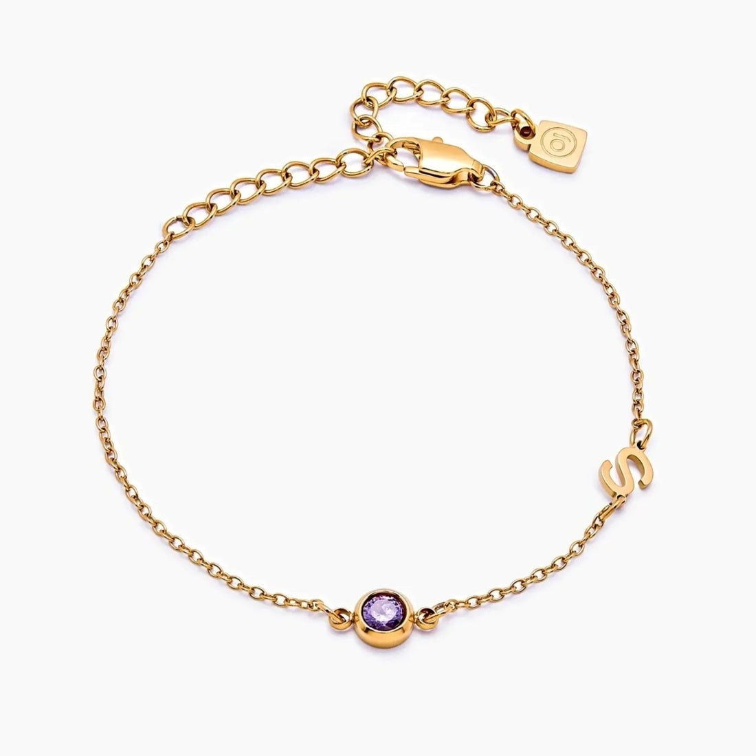 Bracelet with Initial and Birthstone