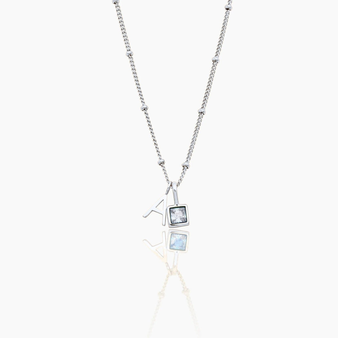 Initial Necklace with Gemstone