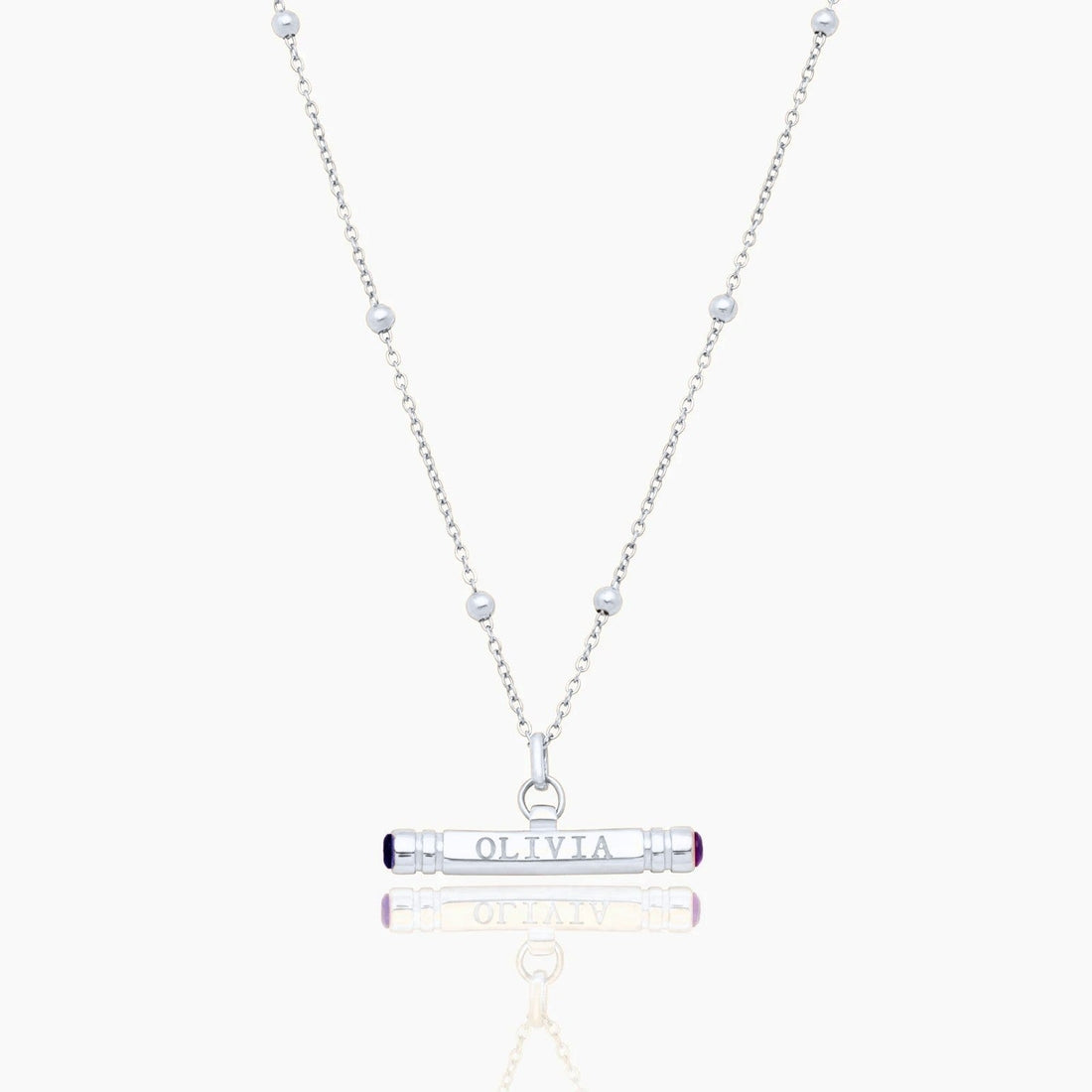 Personalized T-Bar Necklace with Name and Birthstone