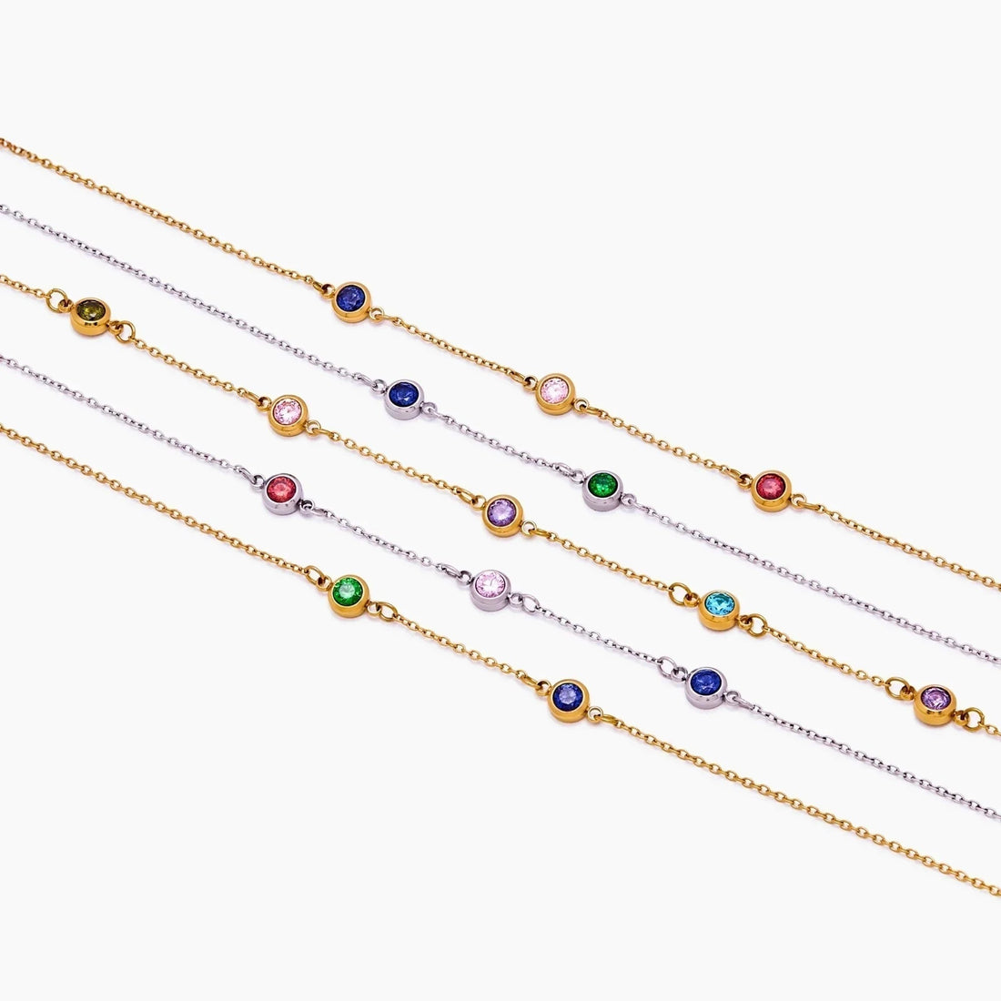 Personalized Necklace with Multiple Birthstones