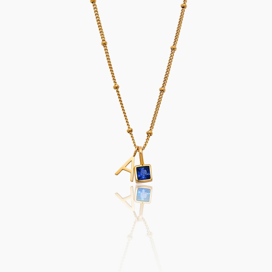 Initial Necklace with Gemstone