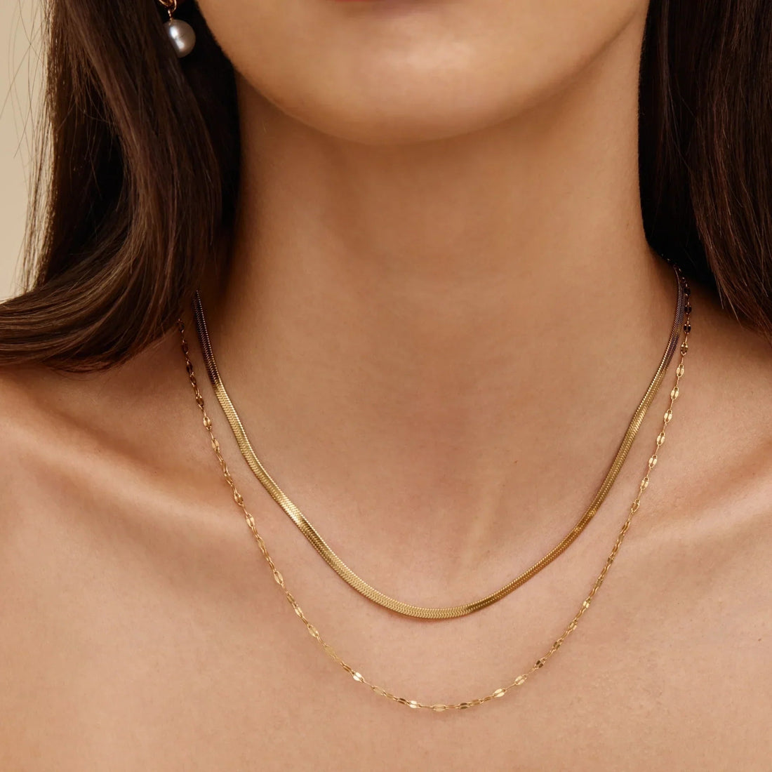 Layered Necklace with Snake Chain and Sequins