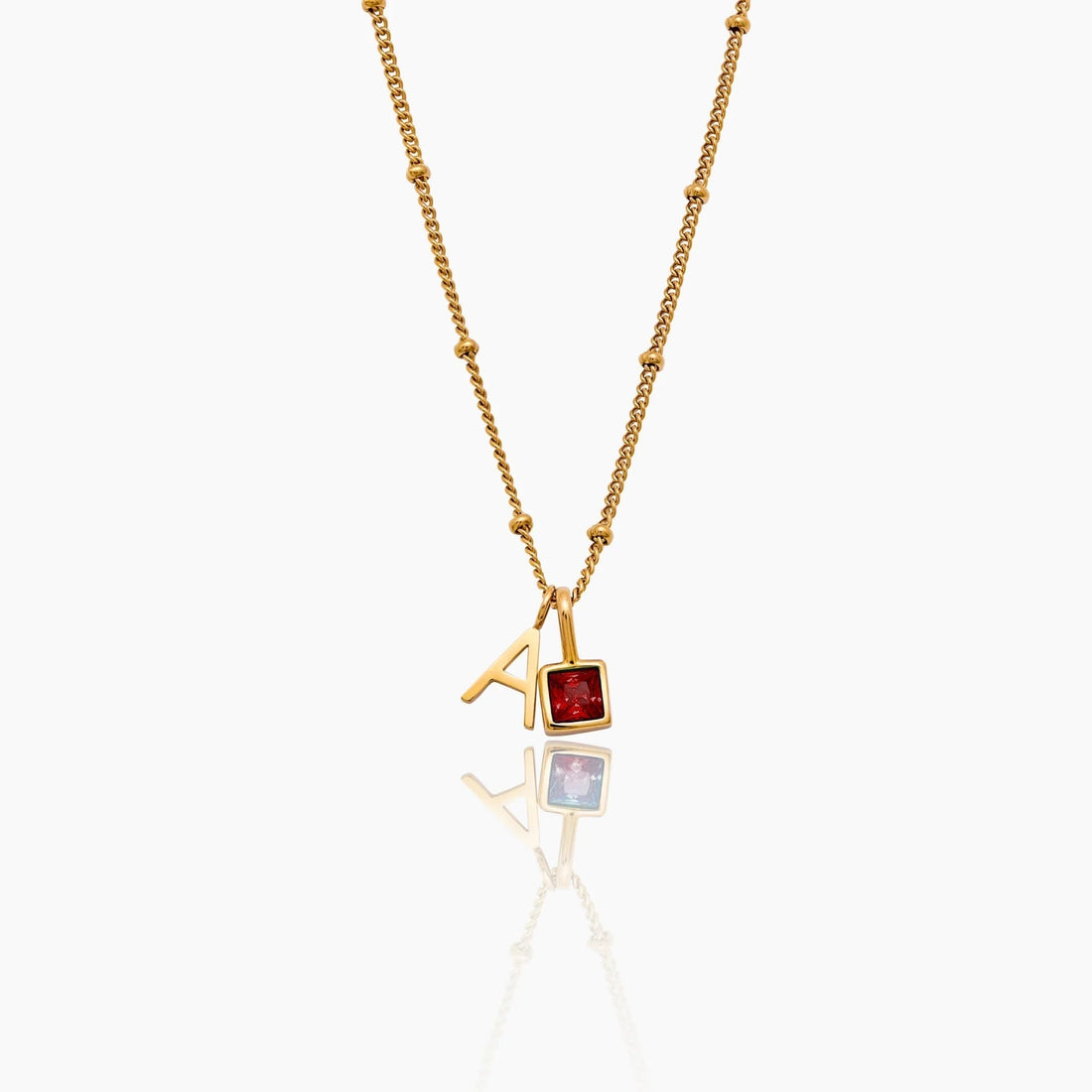 Initial Necklace with Gemstone