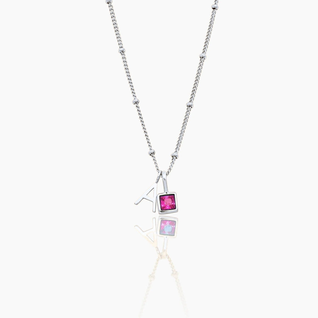 Initial Necklace with Gemstone