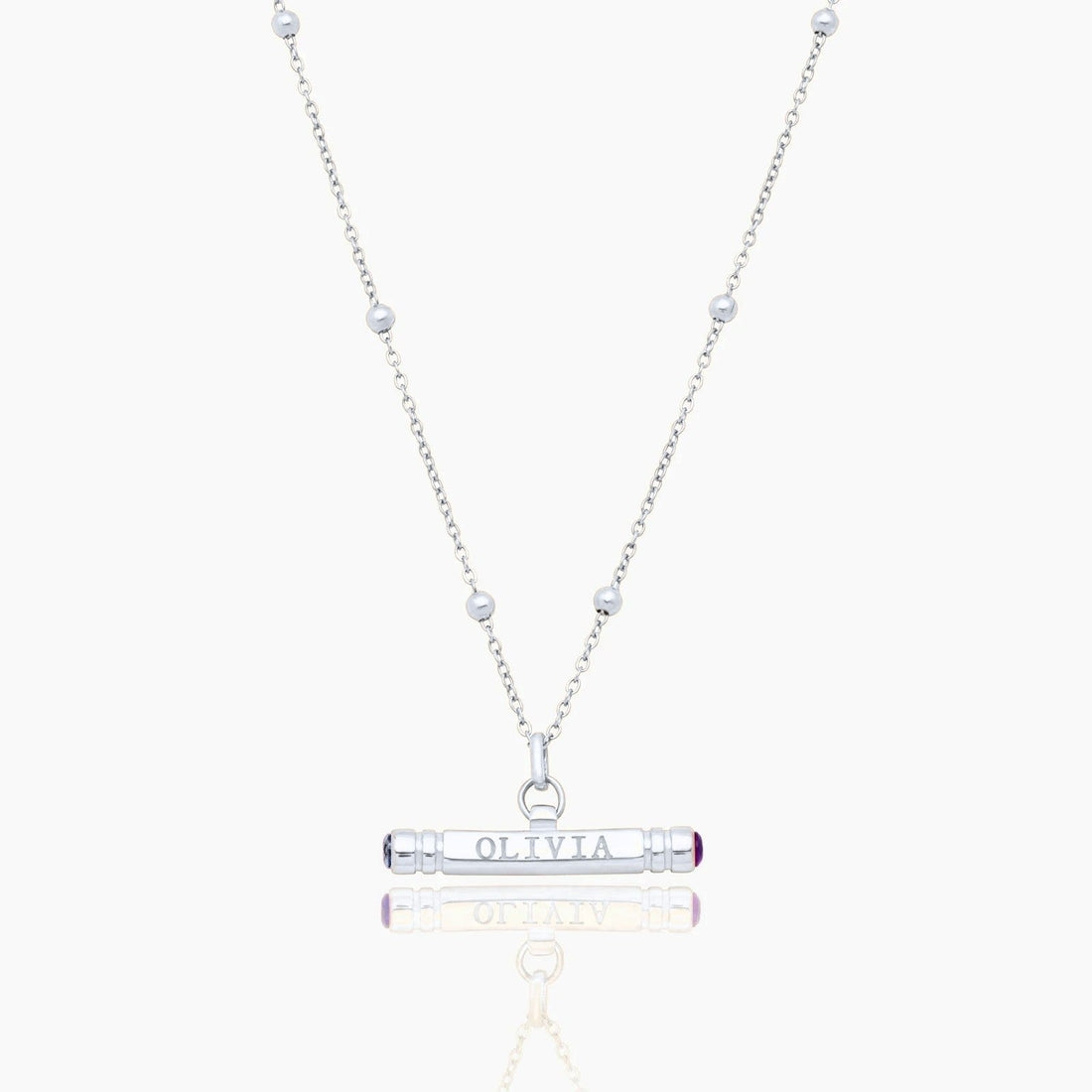 Personalized T-Bar Necklace with Name and Birthstone