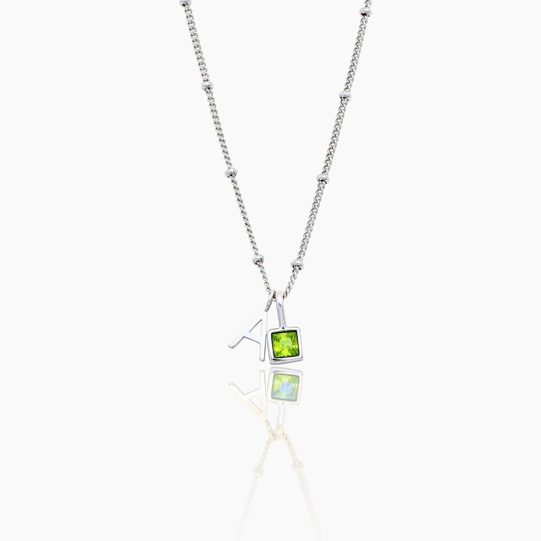 Initial Necklace with Gemstone