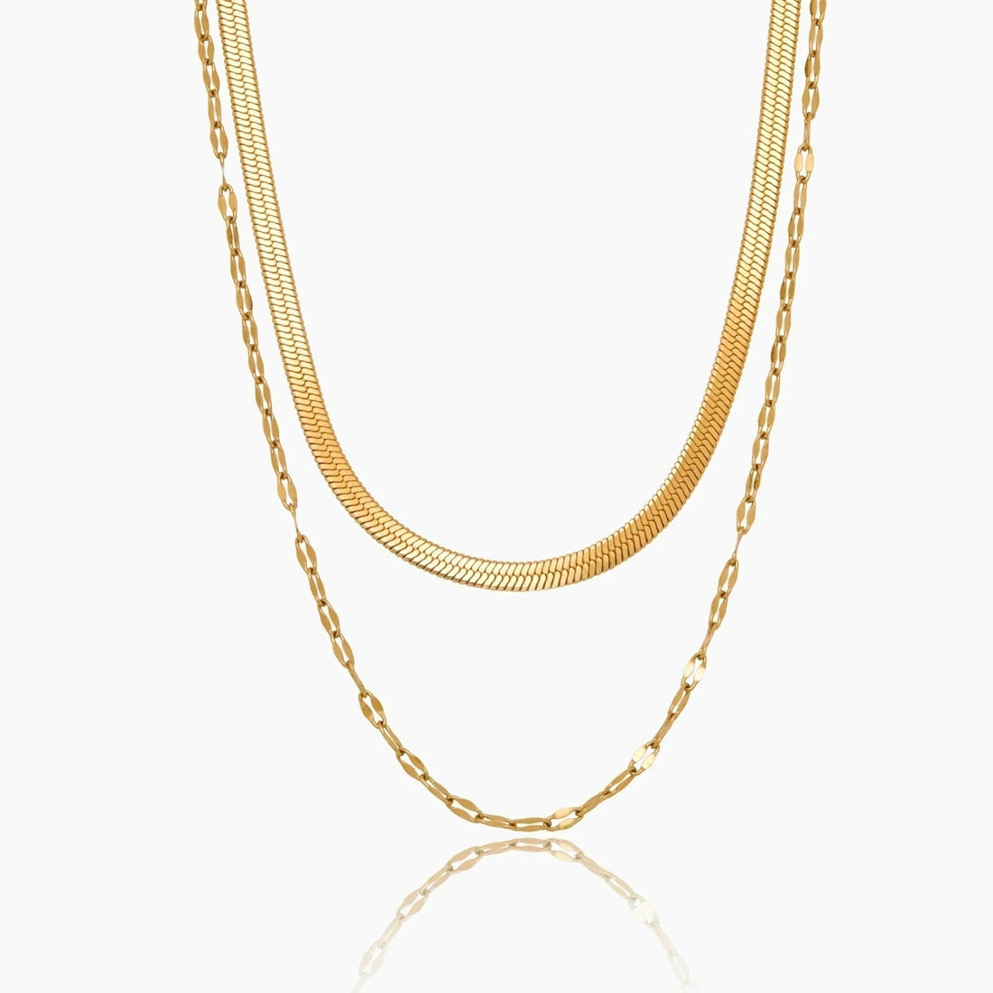 Layered Necklace with Snake Chain and Sequins