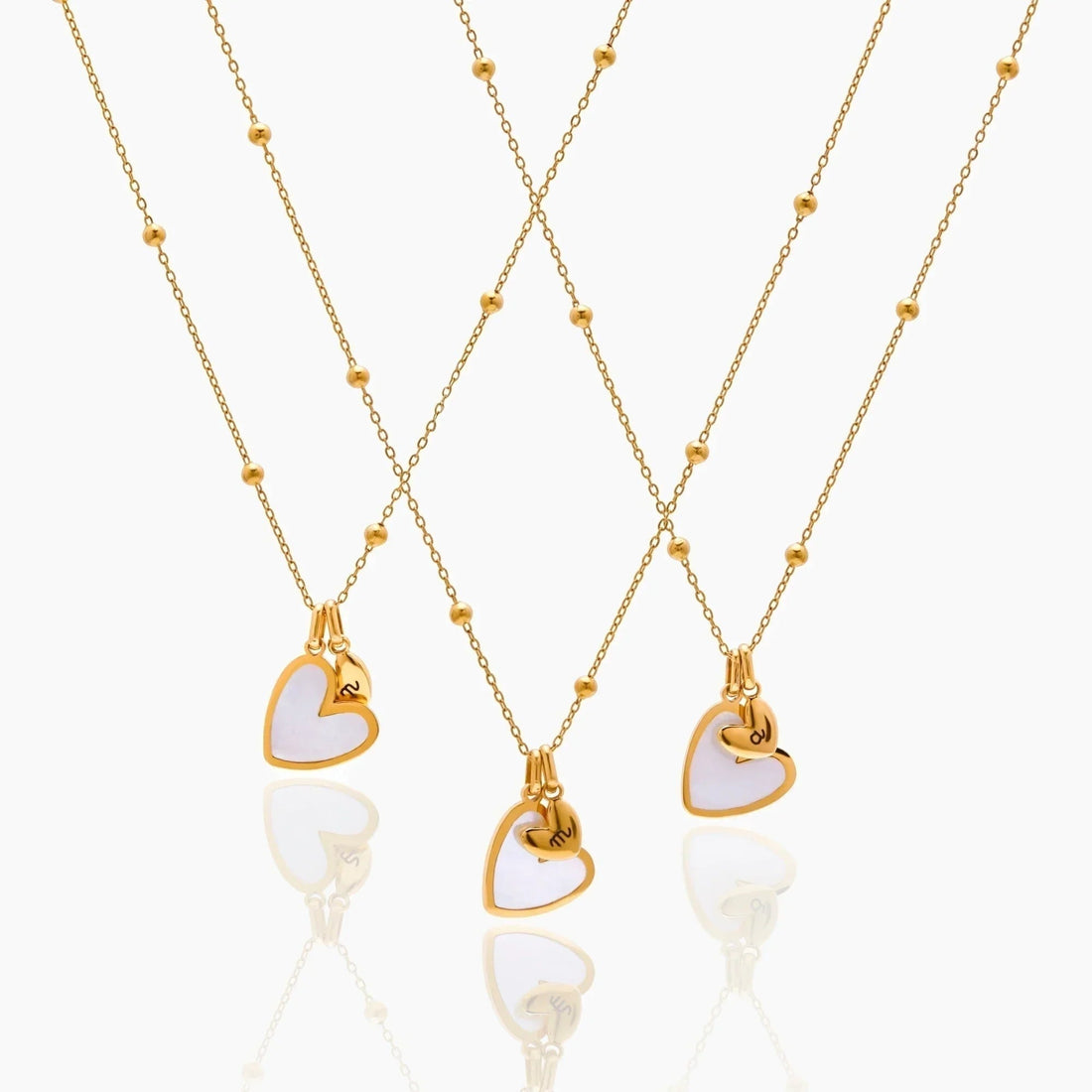 Duo Heart Necklace with Initial