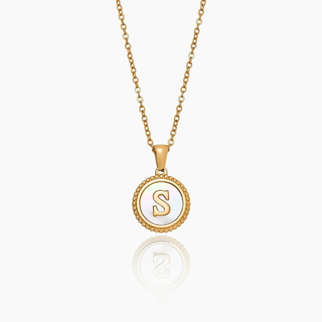 Necklace with Mother-of-Pearl Initial Pendant