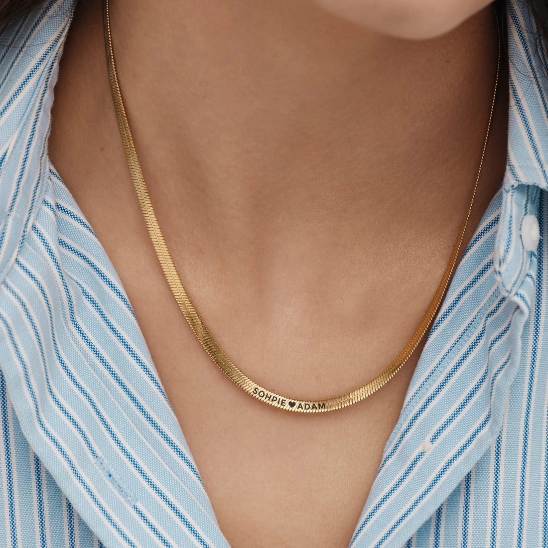 Engraved Herringbone Necklace