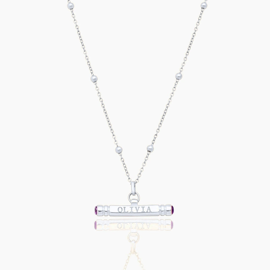 Personalized T-Bar Necklace with Name and Birthstone