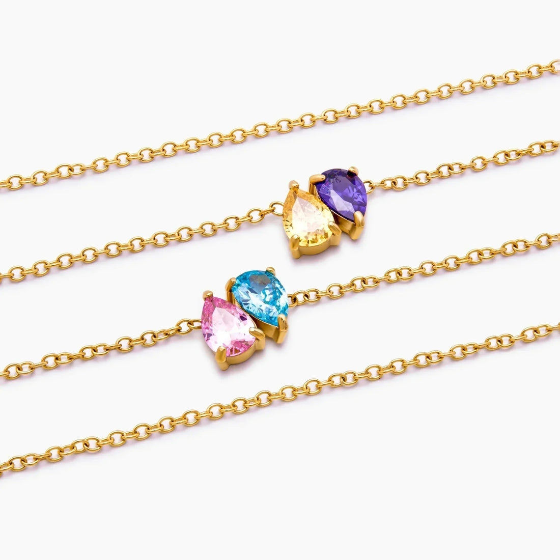 Duo Teardrop Birthstone Necklace