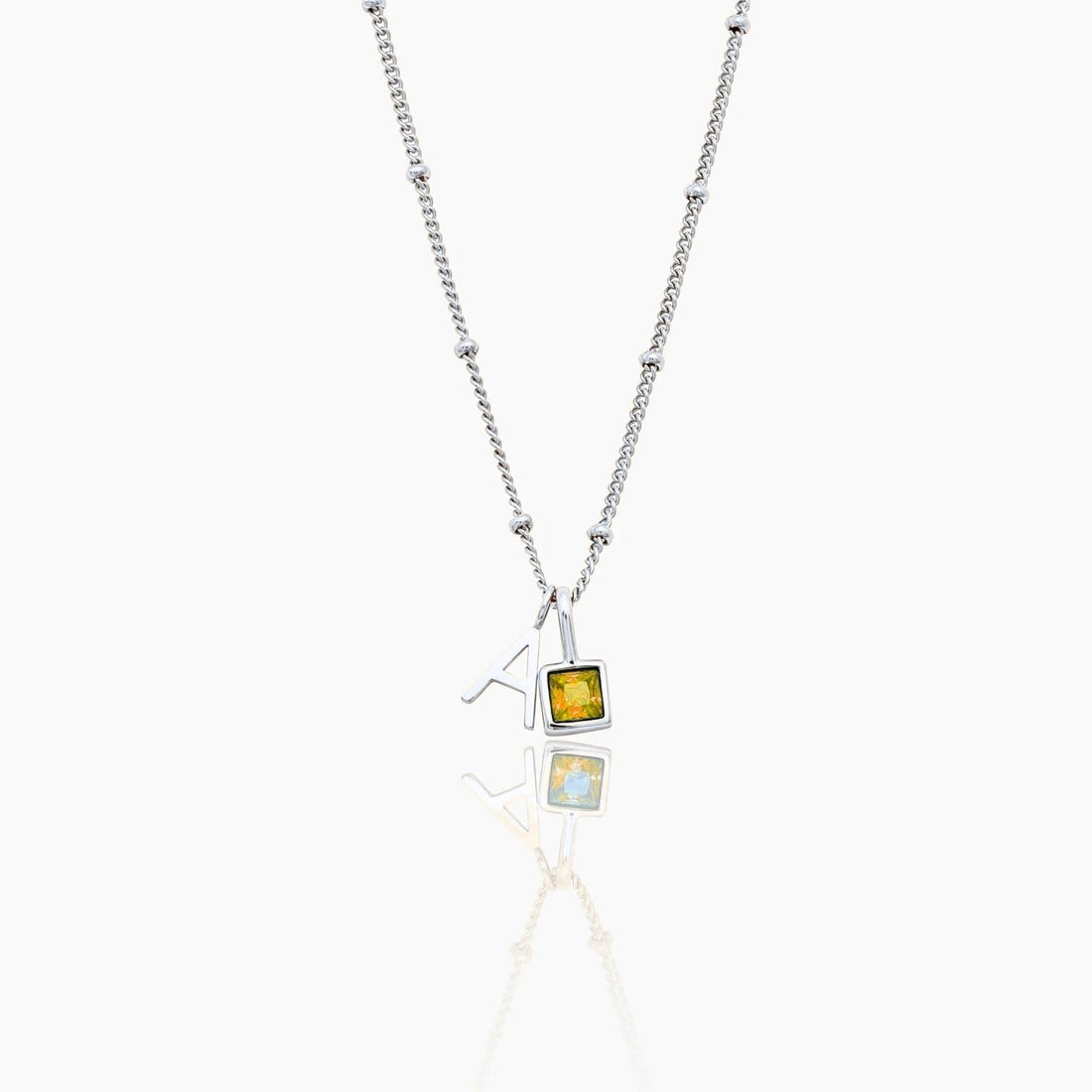 Initial Necklace with Gemstone