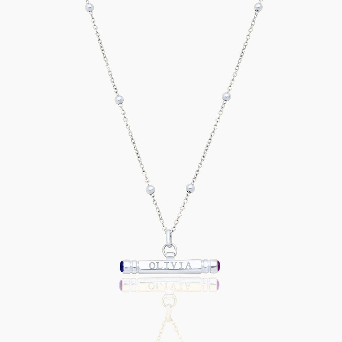 Personalized T-Bar Necklace with Name and Birthstone