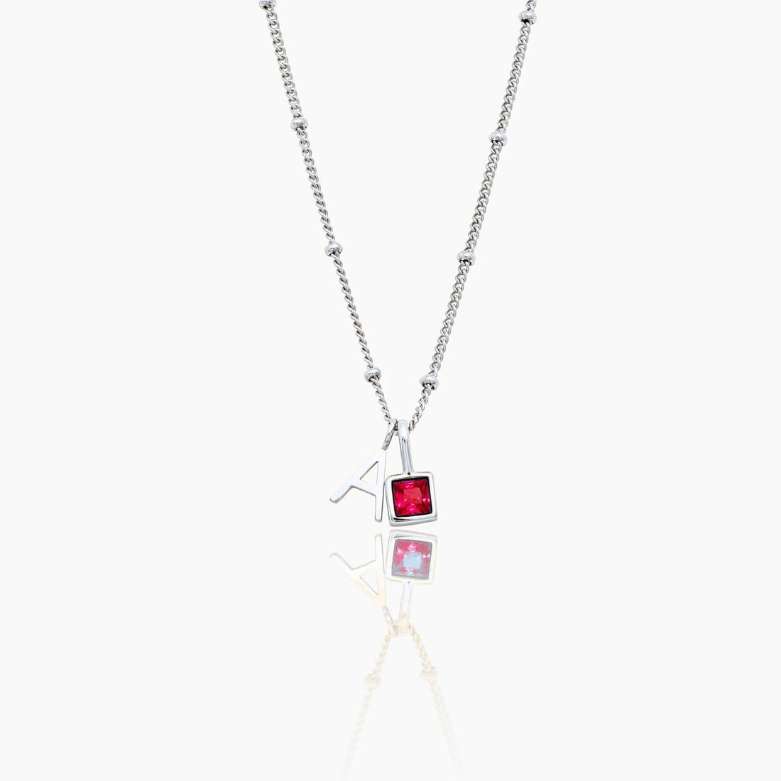 Initial Necklace with Gemstone