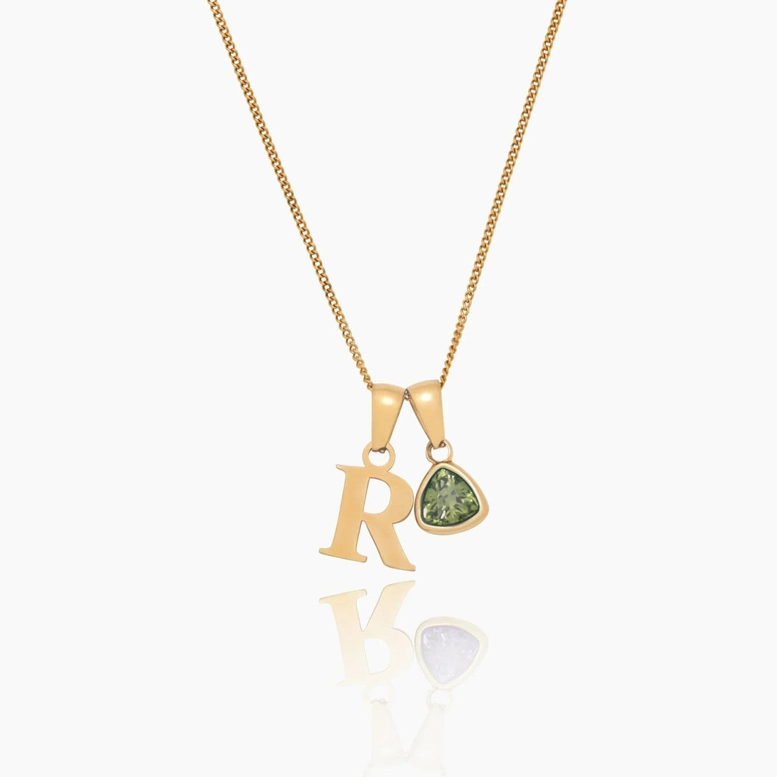 Initial Necklace with Birthstone Charm
