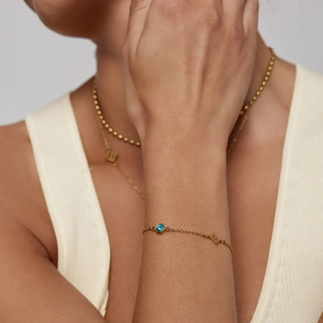 Bracelet with Initial and Birthstone