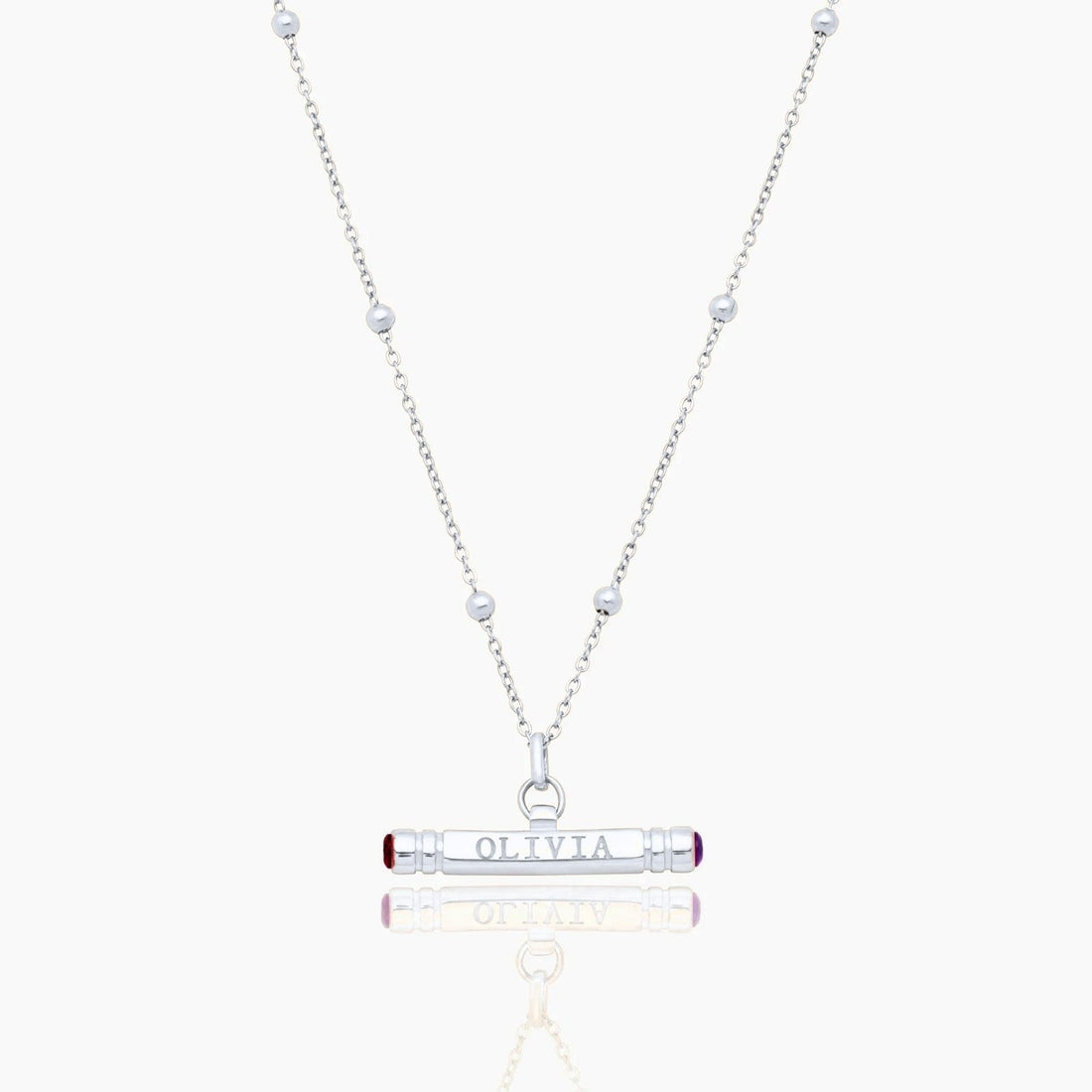 Personalized T-Bar Necklace with Name and Birthstone