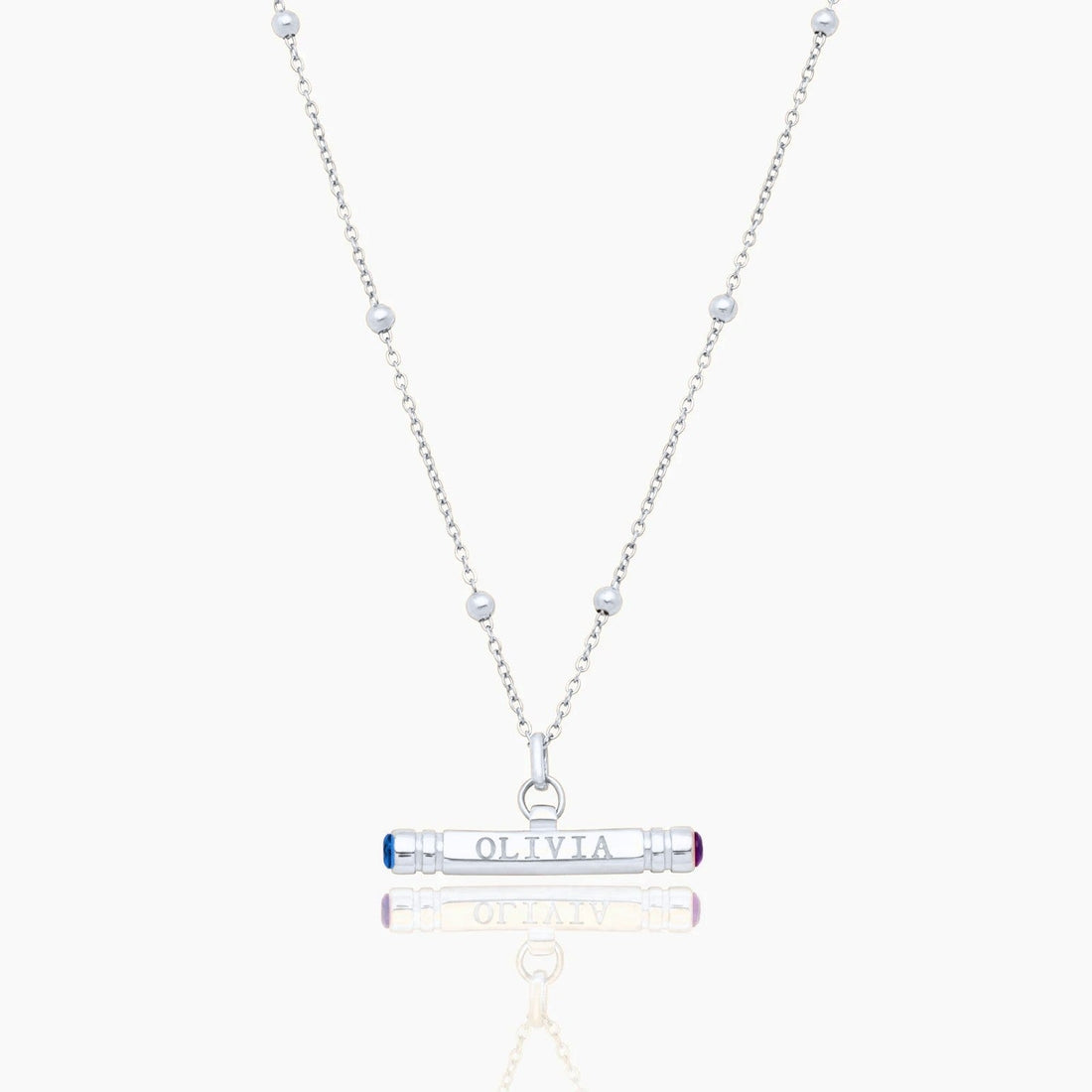 Personalized T-Bar Necklace with Name and Birthstone