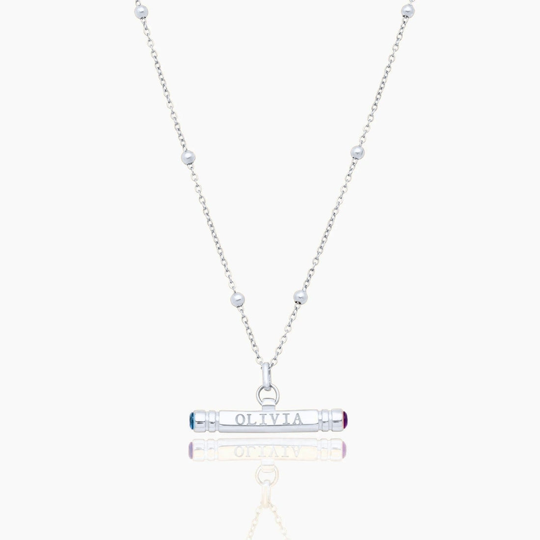 Personalized T-Bar Necklace with Name and Birthstone