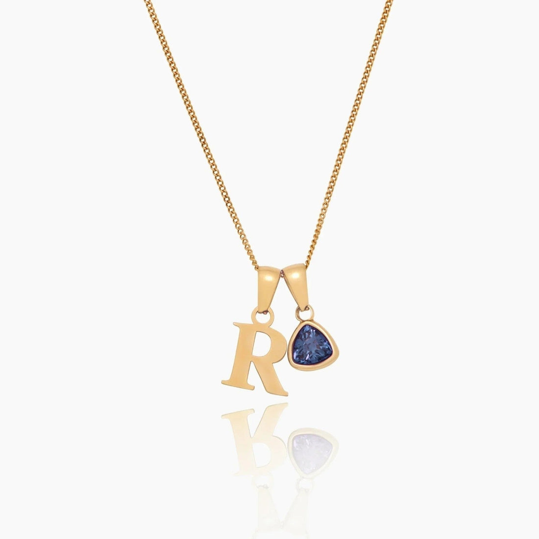 Initial Necklace with Birthstone Charm