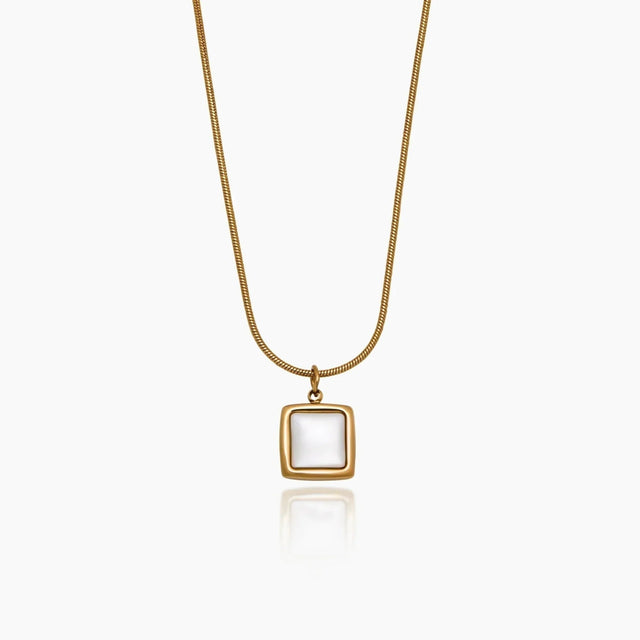 Square Mother-of-Pearl Pendant Necklace