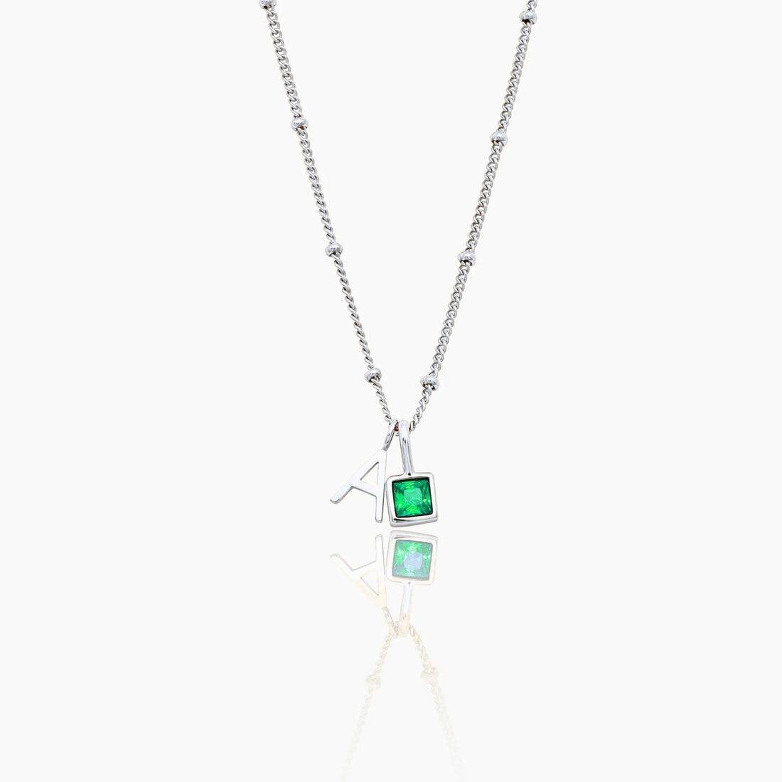 Initial Necklace with Gemstone
