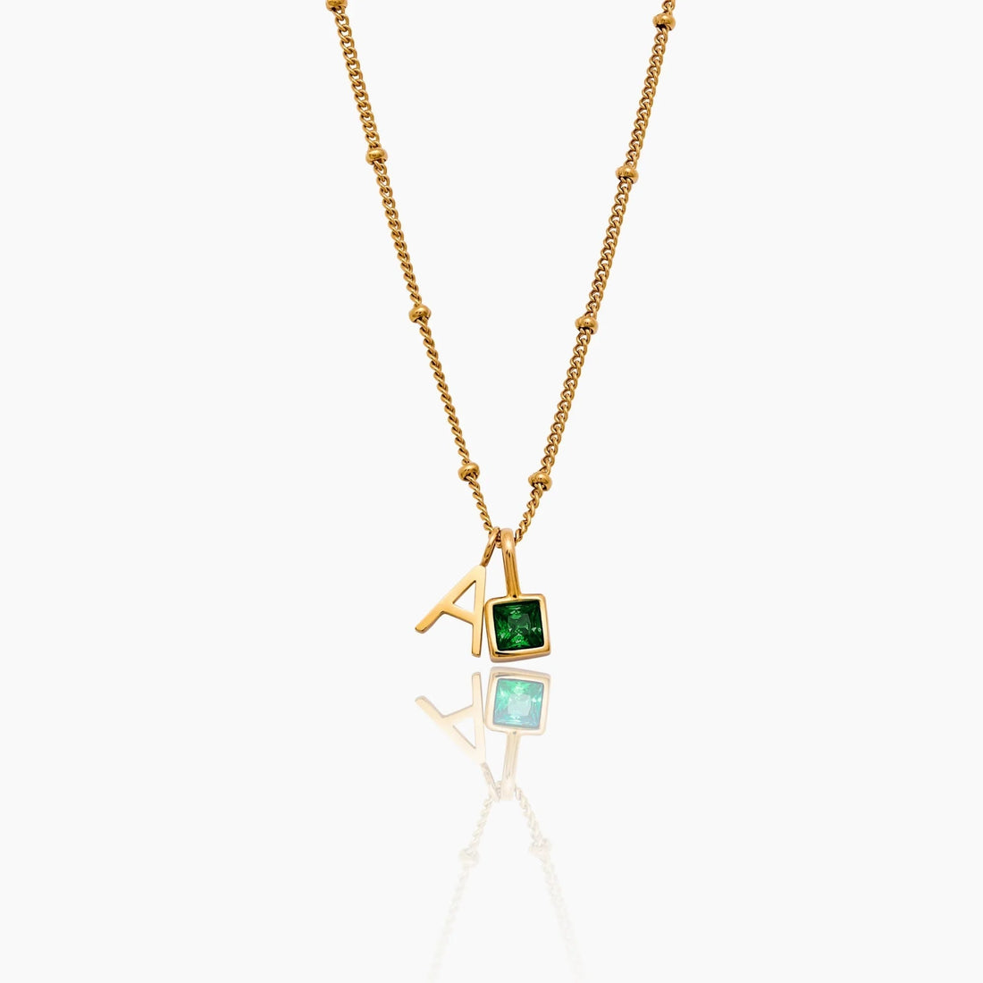 Initial Necklace with Gemstone