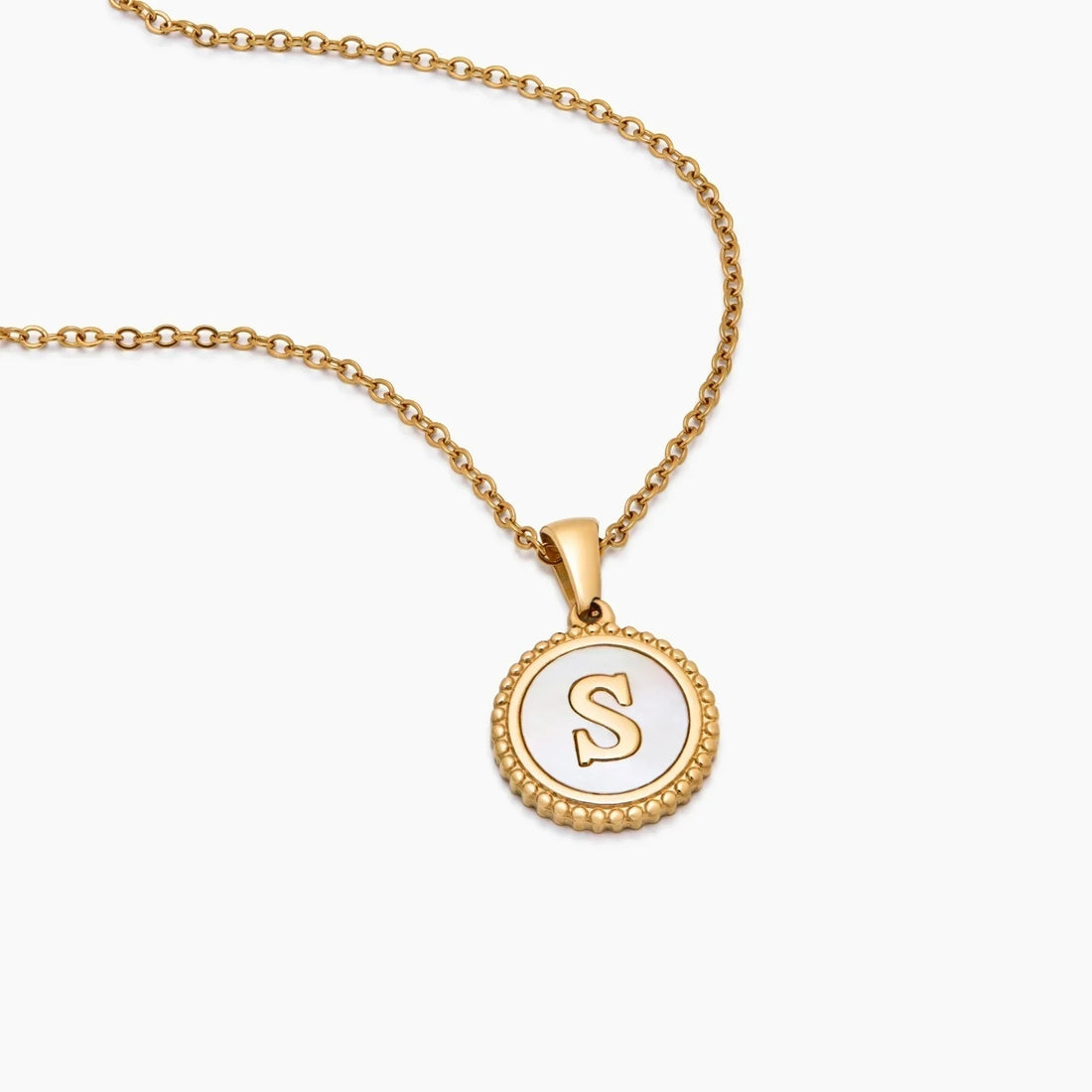 Necklace with Mother-of-Pearl Initial Pendant