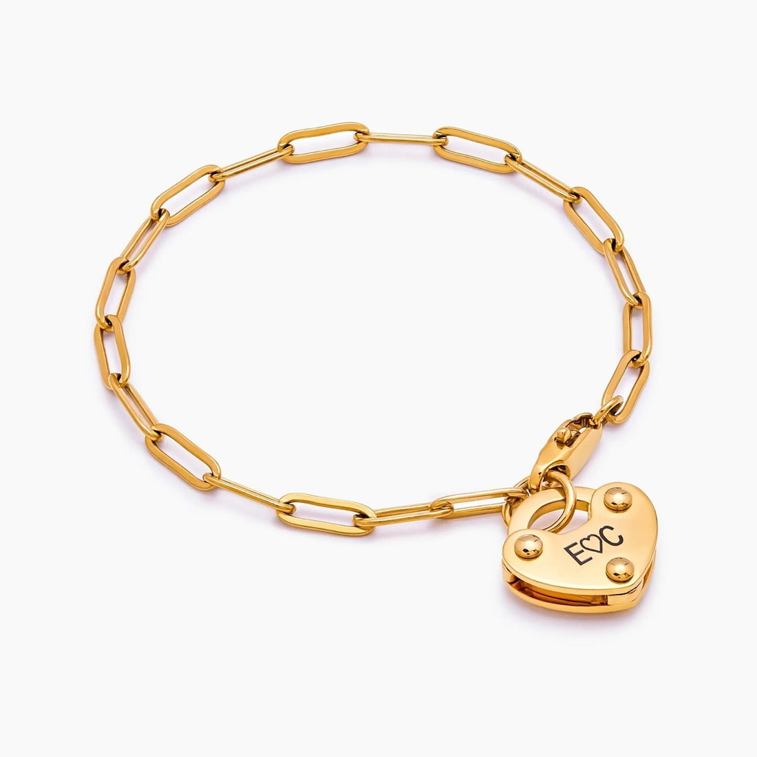 Bracelet with Heart Padlock Charm and Initial