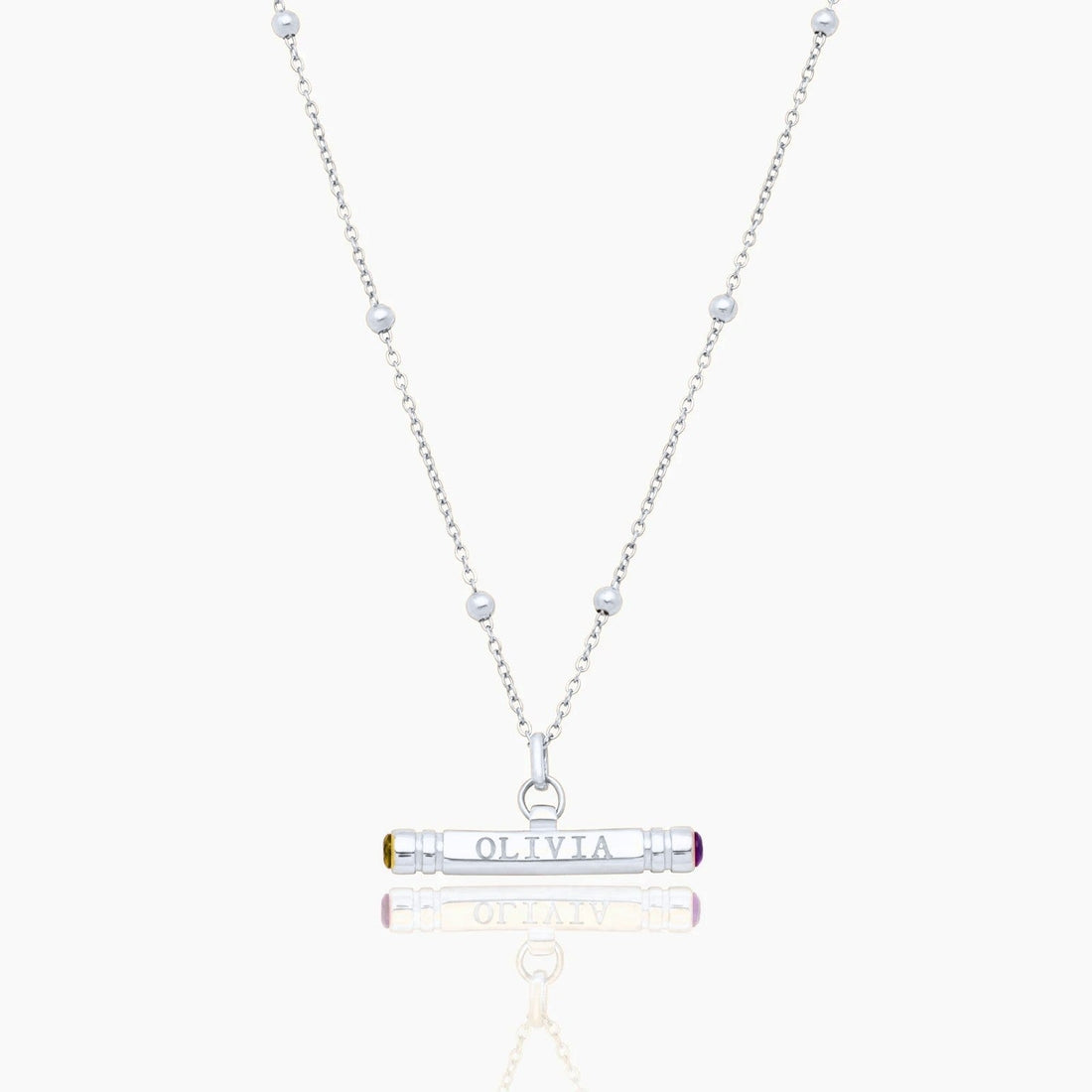 Personalized T-Bar Necklace with Name and Birthstone
