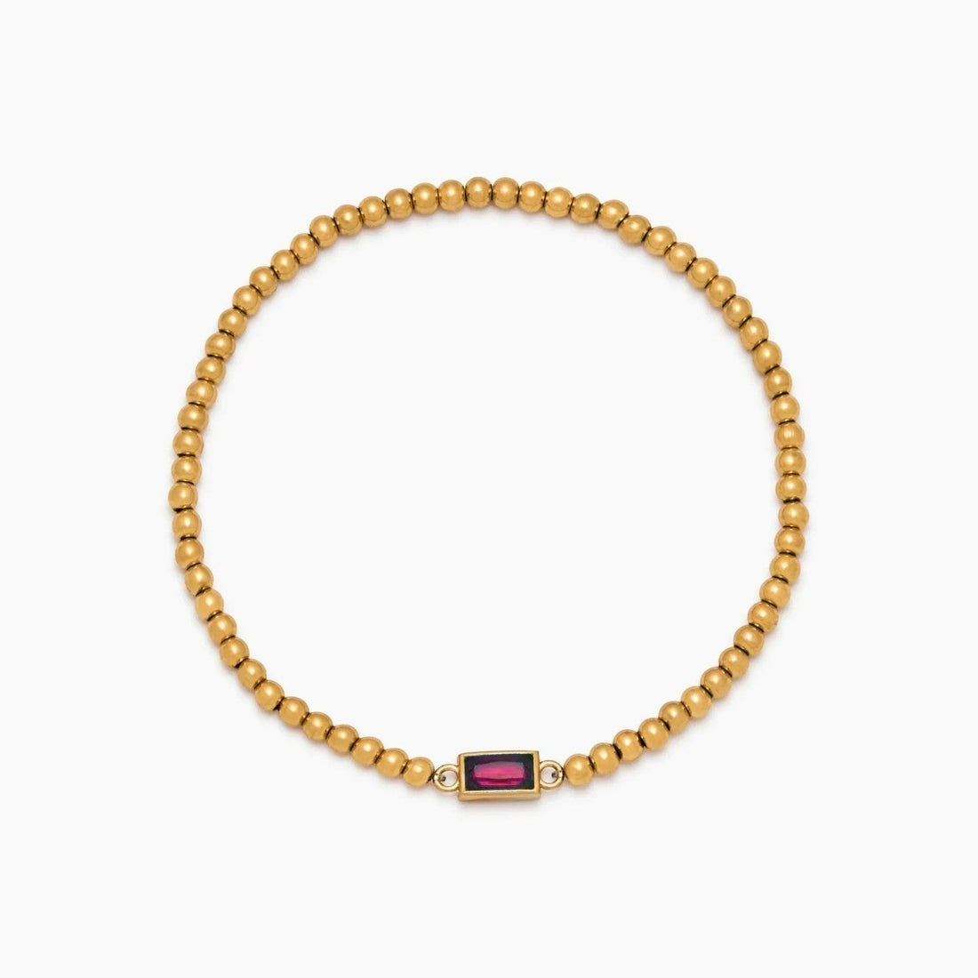 Gold Beaded Bracelet with Birthstone