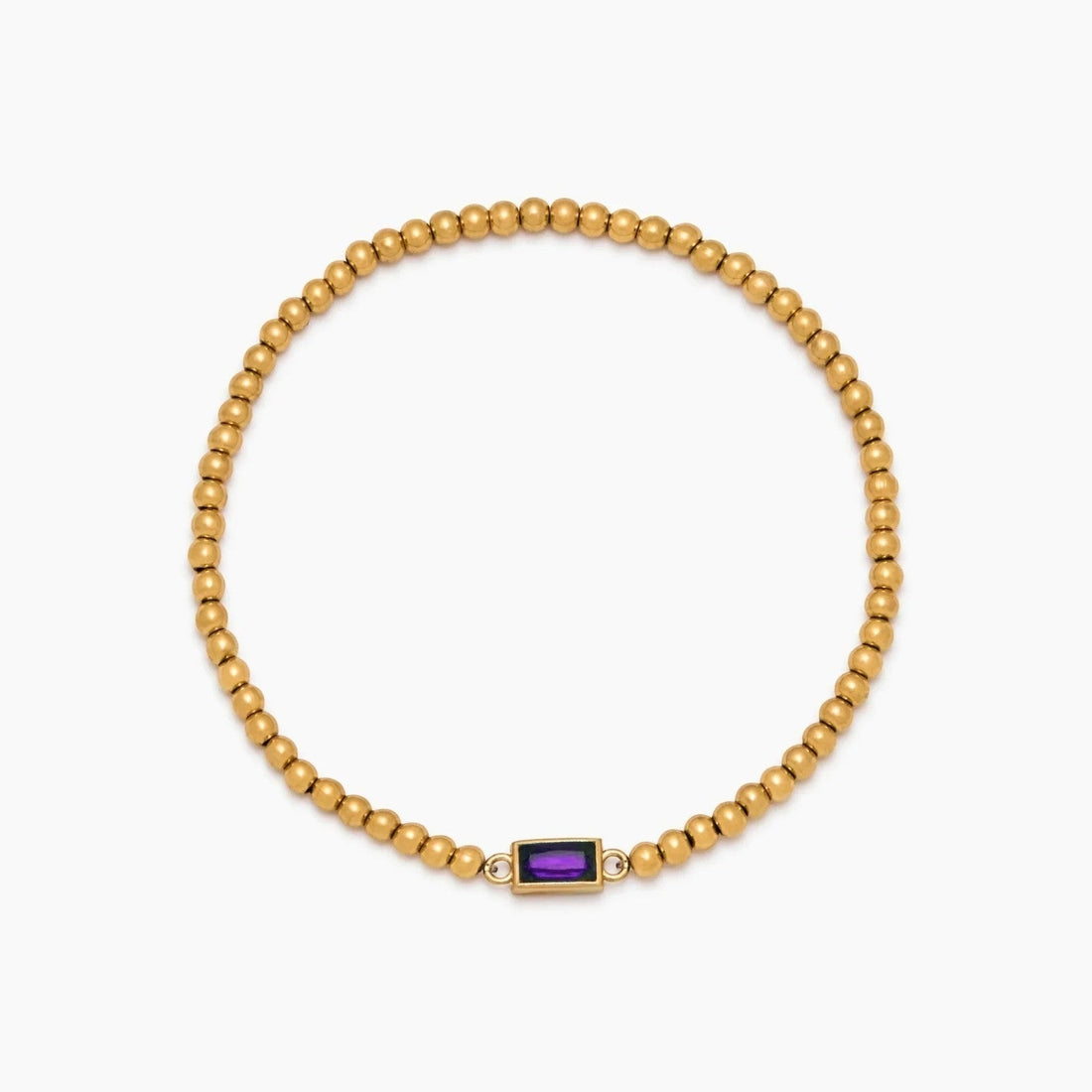 Gold Beaded Bracelet with Birthstone