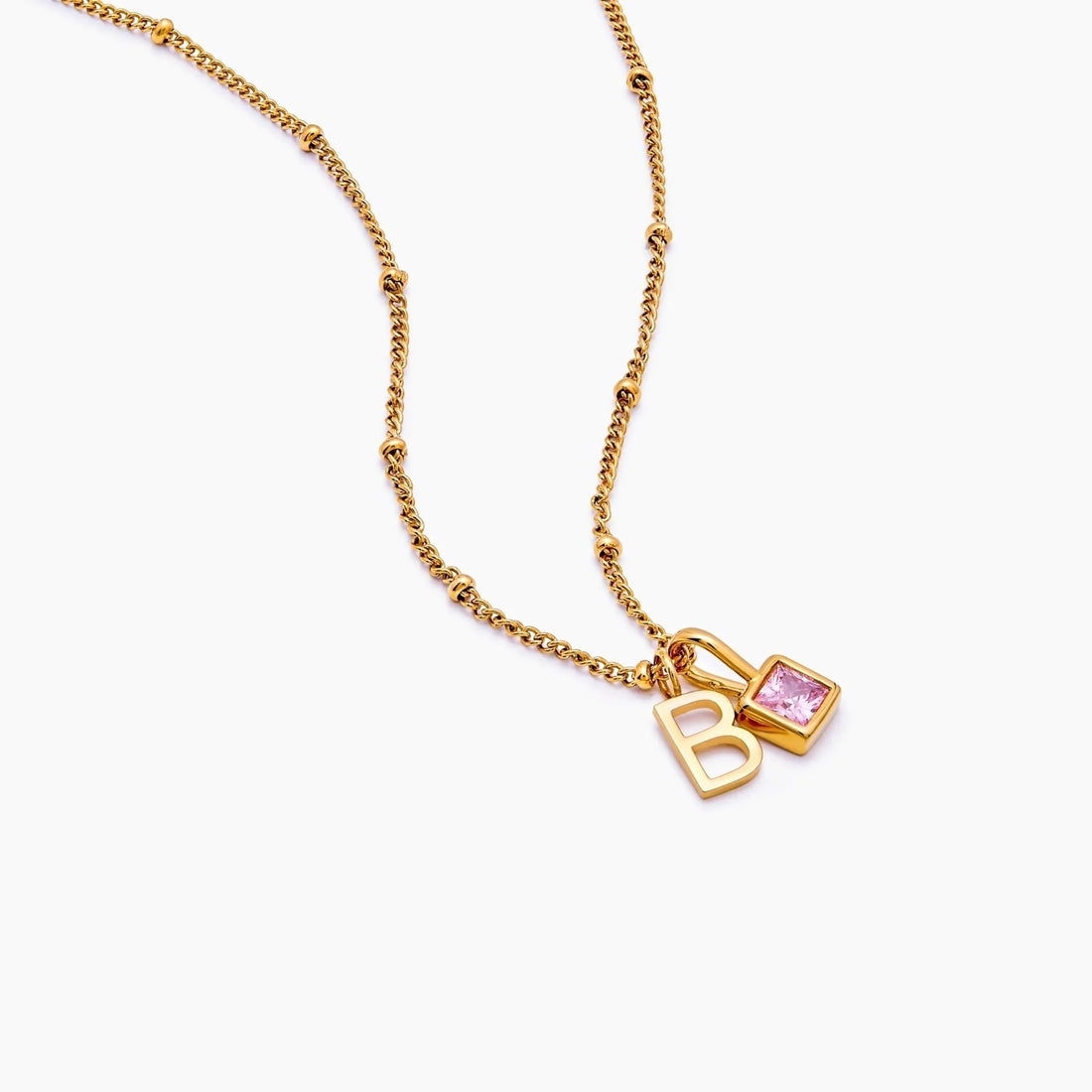 Initial Necklace with Gemstone