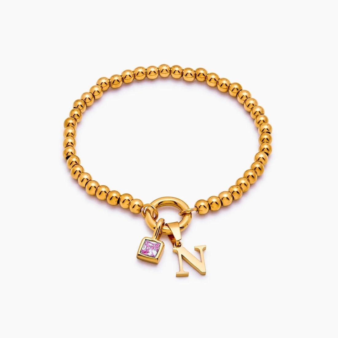 Initial Bracelet with Birthstone