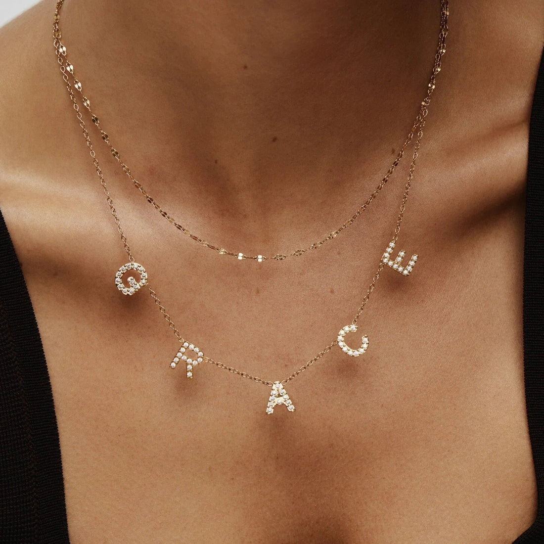 Personalized Name Necklace with Pavé