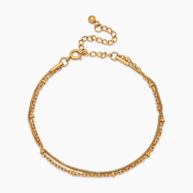 Layered Bracelet with Ball Chain and Snake Chain