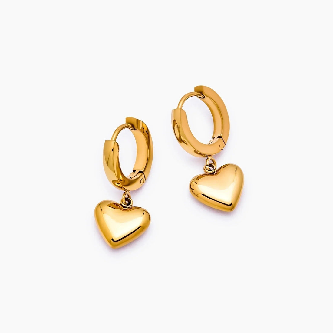Huggie Earrings with Heart Pendant