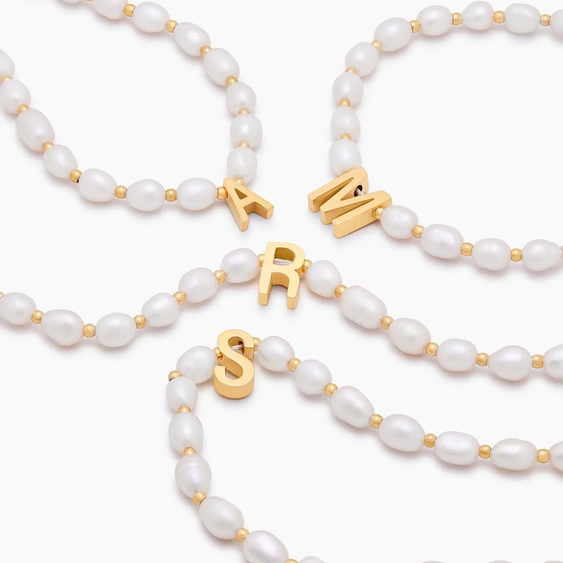 Pearl Bracelet with Initial Charm