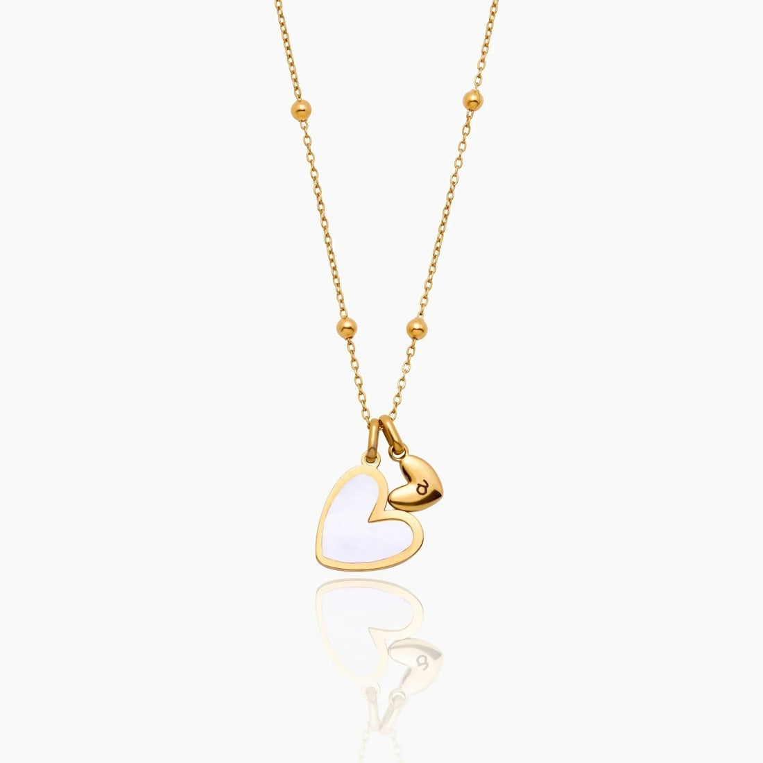 Duo Heart Necklace with Initial