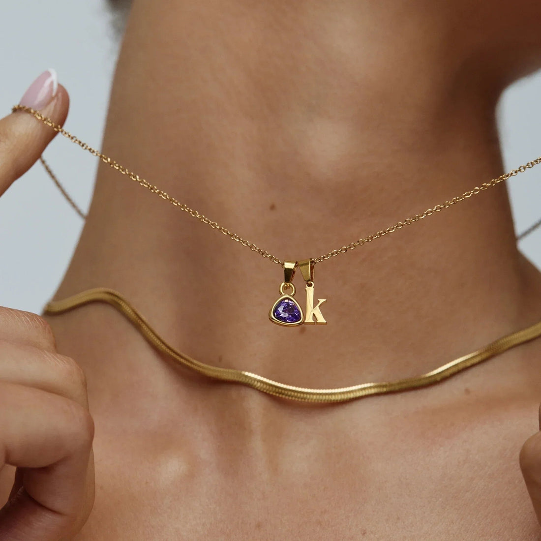By Heart Initial and Birthstone Necklace