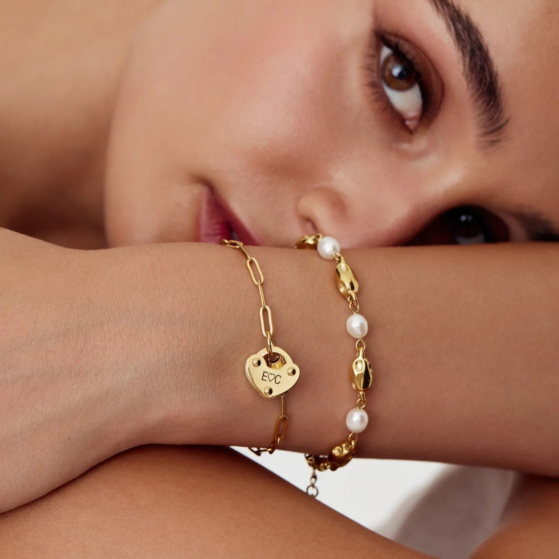 Bracelet with Heart Padlock Charm and Initial