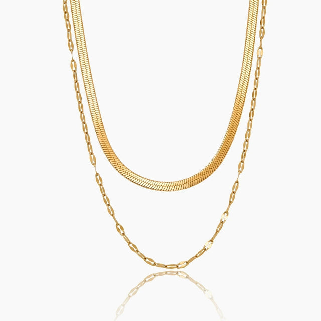 Layered Necklace with Snake Chain and Sequins