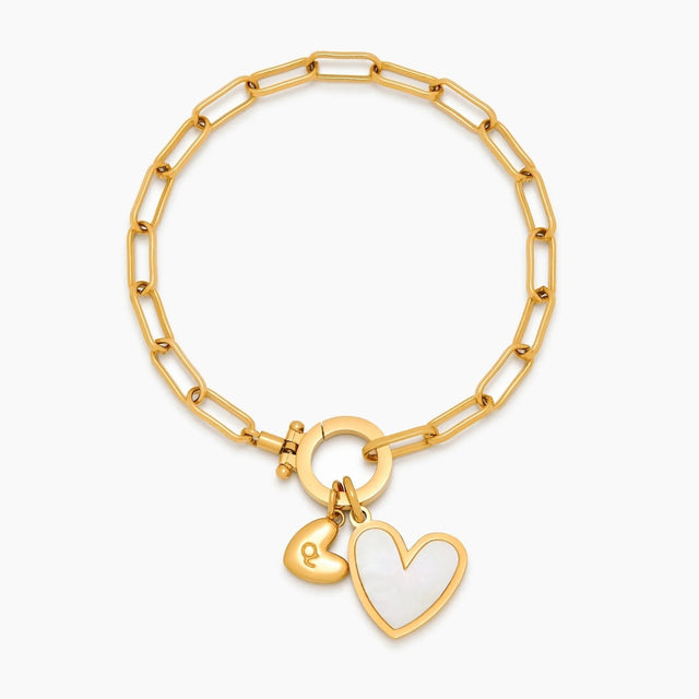 Paperclip Duo Bracelet with Initial and Heart