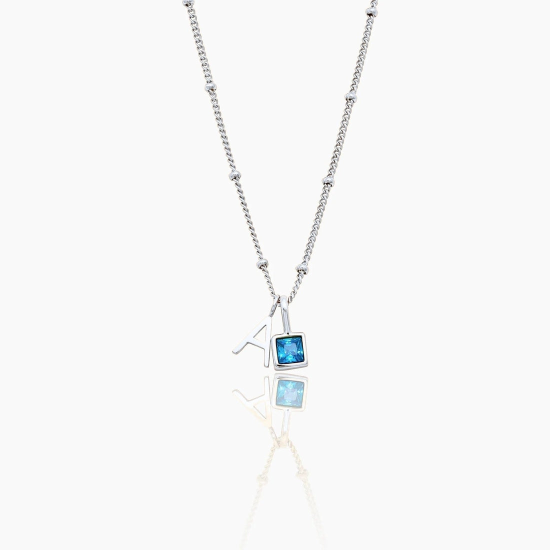 Initial Necklace with Gemstone