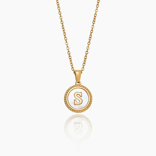 Necklace with Mother-of-Pearl Initial Pendant