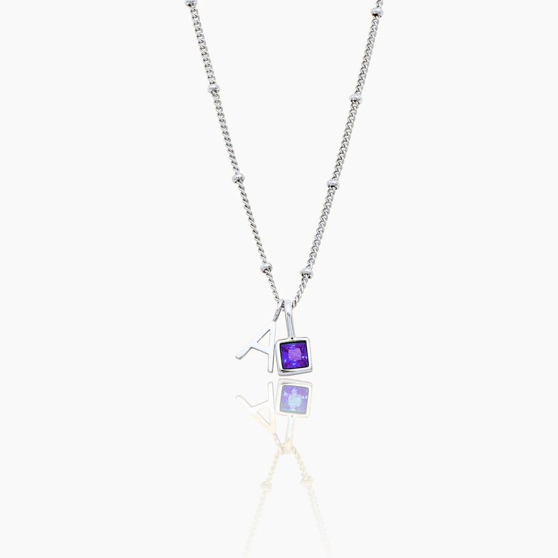 Initial Necklace with Gemstone