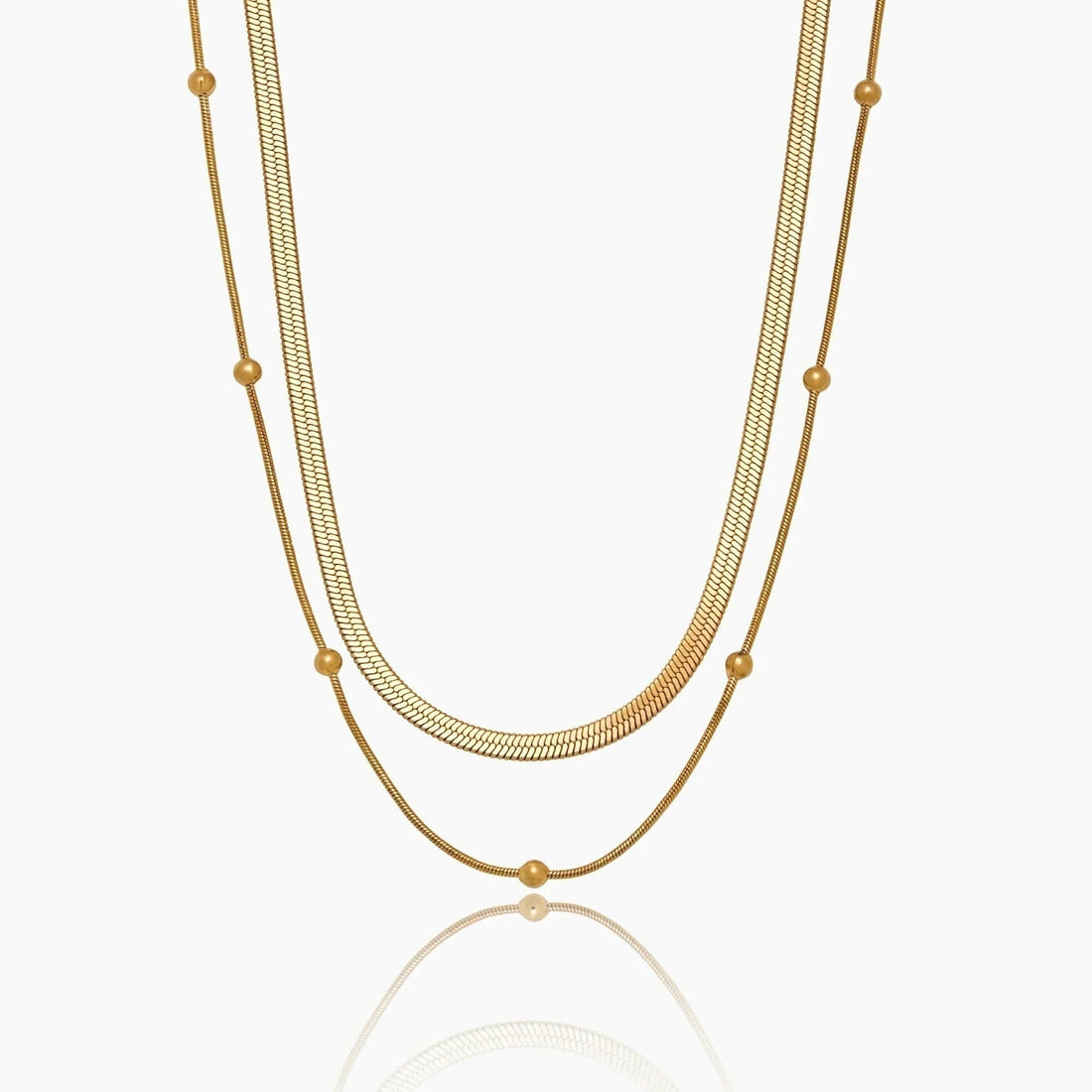 Double Necklace with Snake and Satellite Chain